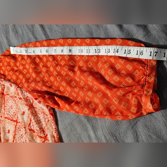 Kut From The Kloth | Orange Geometric Sheer Button Down Blouse - Picture 8 of 10